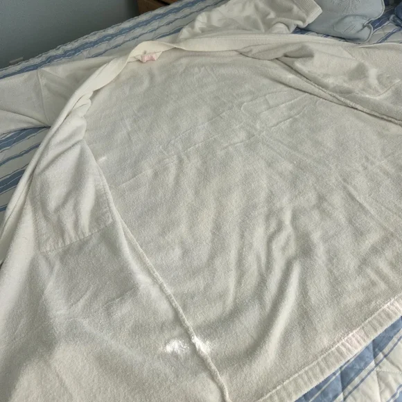 Just For Women White Cotton Terry Spa Robe - 1X/2X - Picture 8 of 13